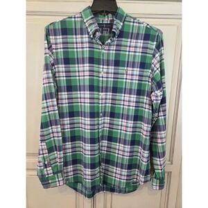 Ralph Lauren Plaid Button Down‎ Sz Large Classic Fit Blue Green Pink Shirt